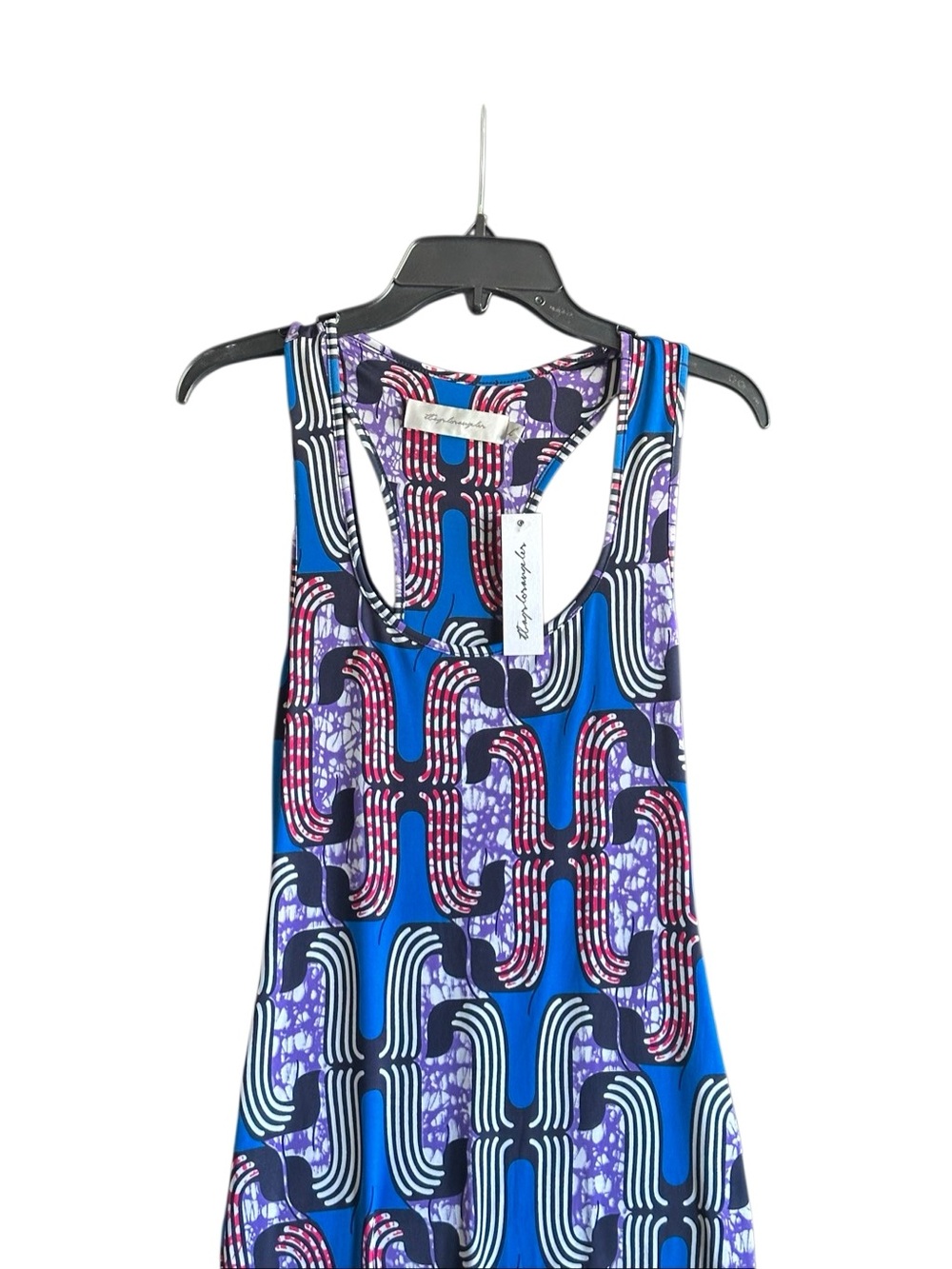 NWT MISA Los Angeles Blue Patterned Sleeveless Tank Maxi Dress. Size Large - Picture 4 of 12